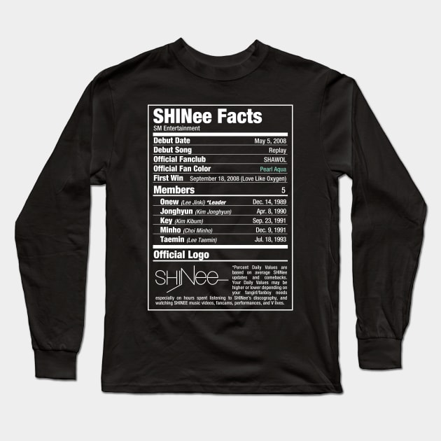 SHINee Nutritional Facts 2 Long Sleeve T-Shirt by skeletonvenus